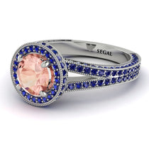 Milgrain Round Morganite Engagement Ring - Payton No. 915 image 1