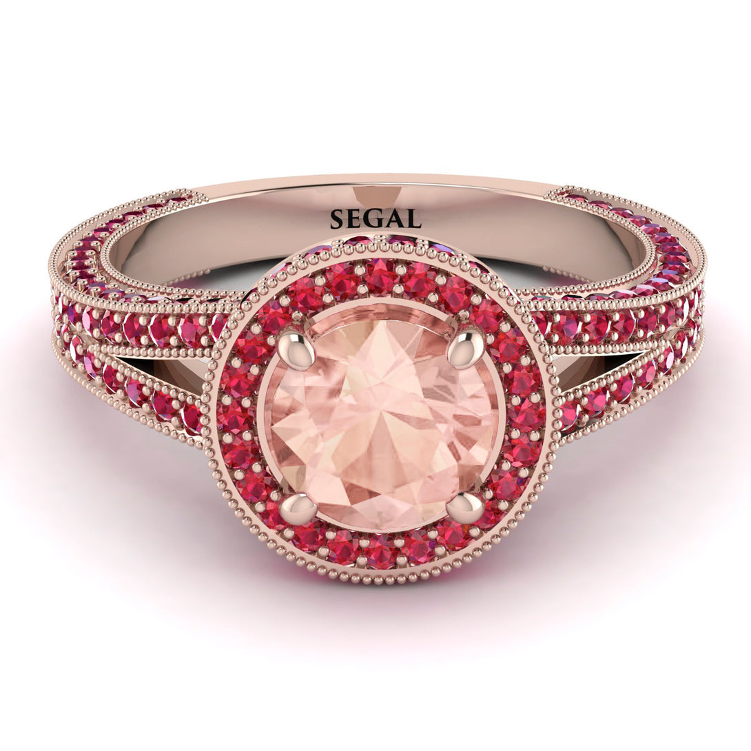 Milgrain Round Morganite Engagement Ring - Payton No. 911