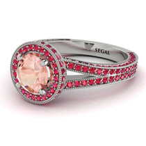 Milgrain Round Morganite Engagement Ring - Payton No. 912 image 1