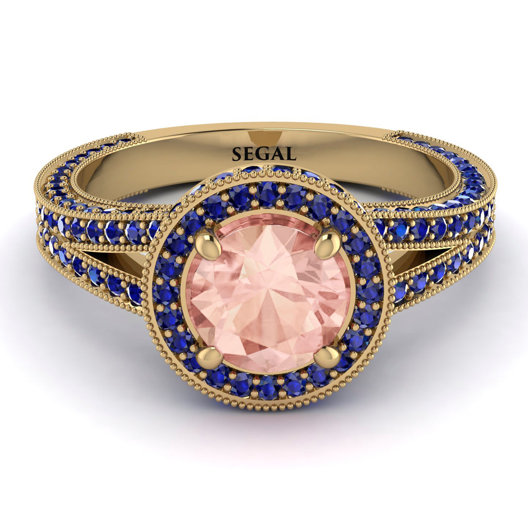 Milgrain Round Morganite Engagement Ring - Payton No. 913