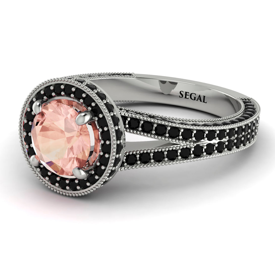 Milgrain Round Morganite Engagement Ring - Payton No. 909