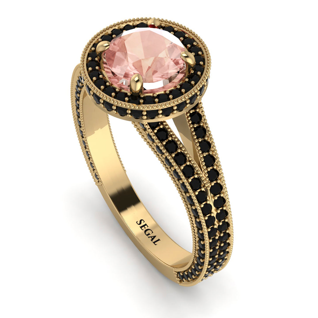Milgrain Round Morganite Engagement Ring - Payton No. 907