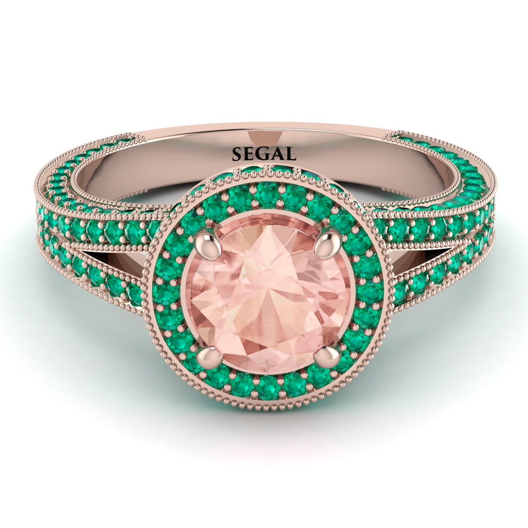 Milgrain Round Morganite Engagement Ring - Payton No. 905