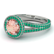 Milgrain Round Morganite Engagement Ring - Payton No. 906 image 1