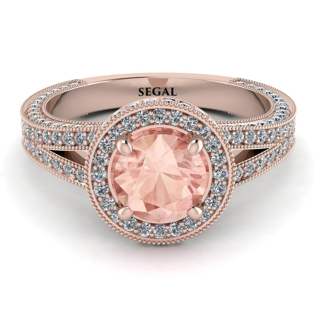 Milgrain Round Morganite Engagement Ring - Payton No. 902