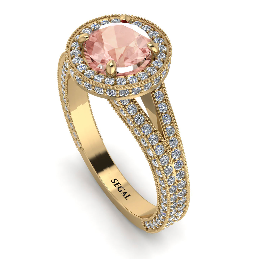 Milgrain Round Morganite Engagement Ring - Payton No. 901