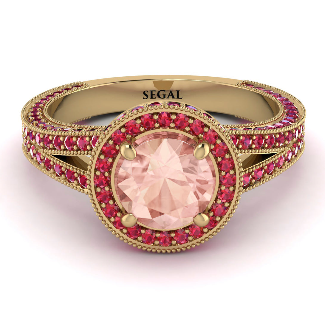 Milgrain Round Morganite Engagement Ring - Payton No. 910