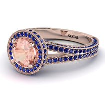 Milgrain Round Morganite Engagement Ring - Payton No. 914 image 1