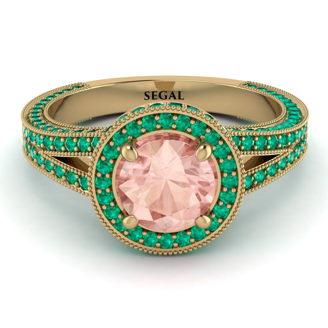 Milgrain Round Morganite Engagement Ring - Payton No. 904
