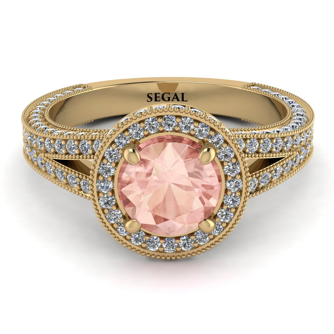 Milgrain Round Morganite Engagement Ring - Payton No. 901