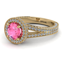 Milgrain Round Pink Moissanite Engagement Ring - Payton No. 801 image 1