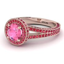 Milgrain Round Pink Moissanite Engagement Ring - Payton No. 811 image 1