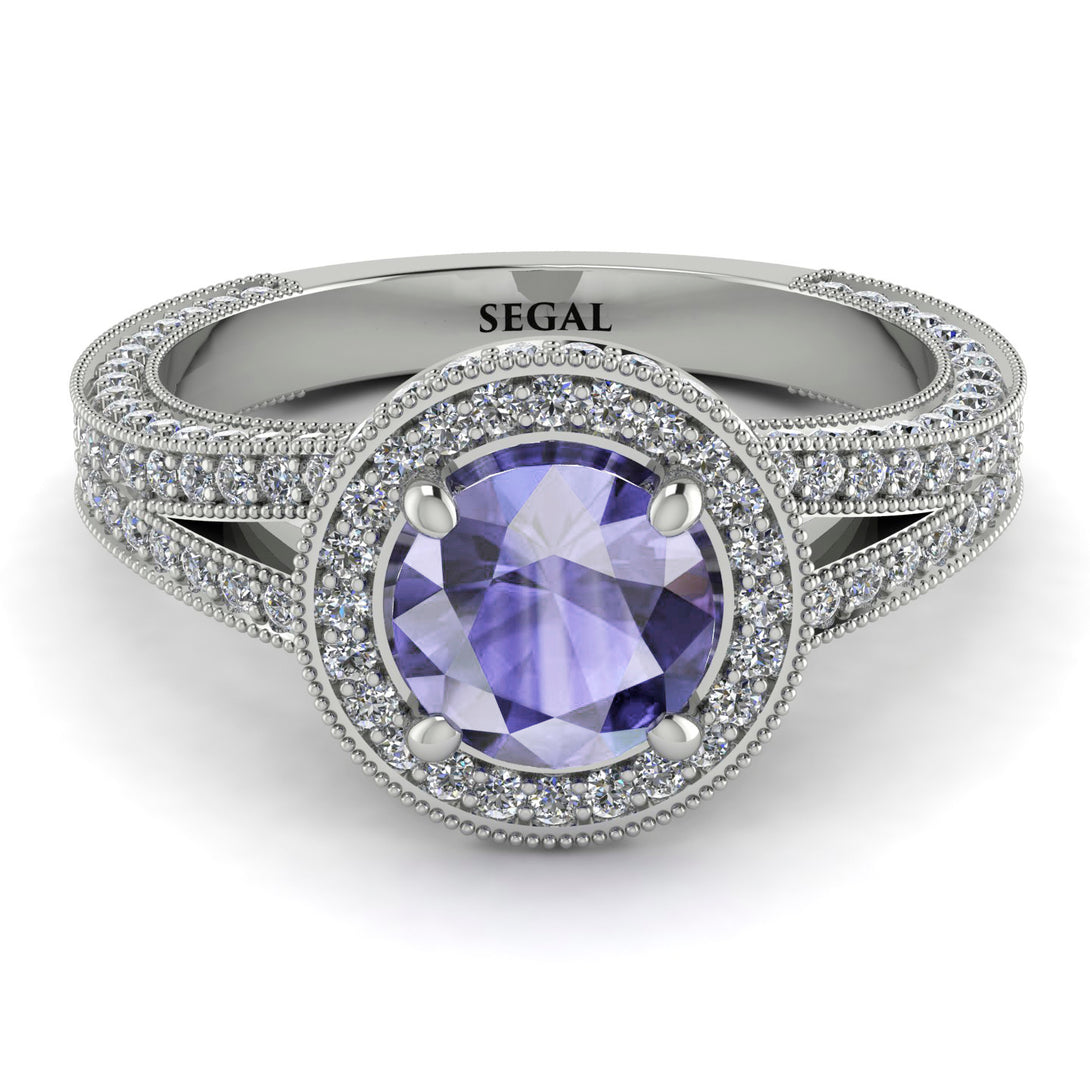 Milgrain Round Tanzanite Engagement Ring - Payton No. 203