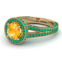 Milgrain Round Yellow Diamond Engagement Ring - Payton No. 1004 image 1