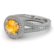 Milgrain Round Yellow Diamond Engagement Ring - Payton No. 1003 image 1