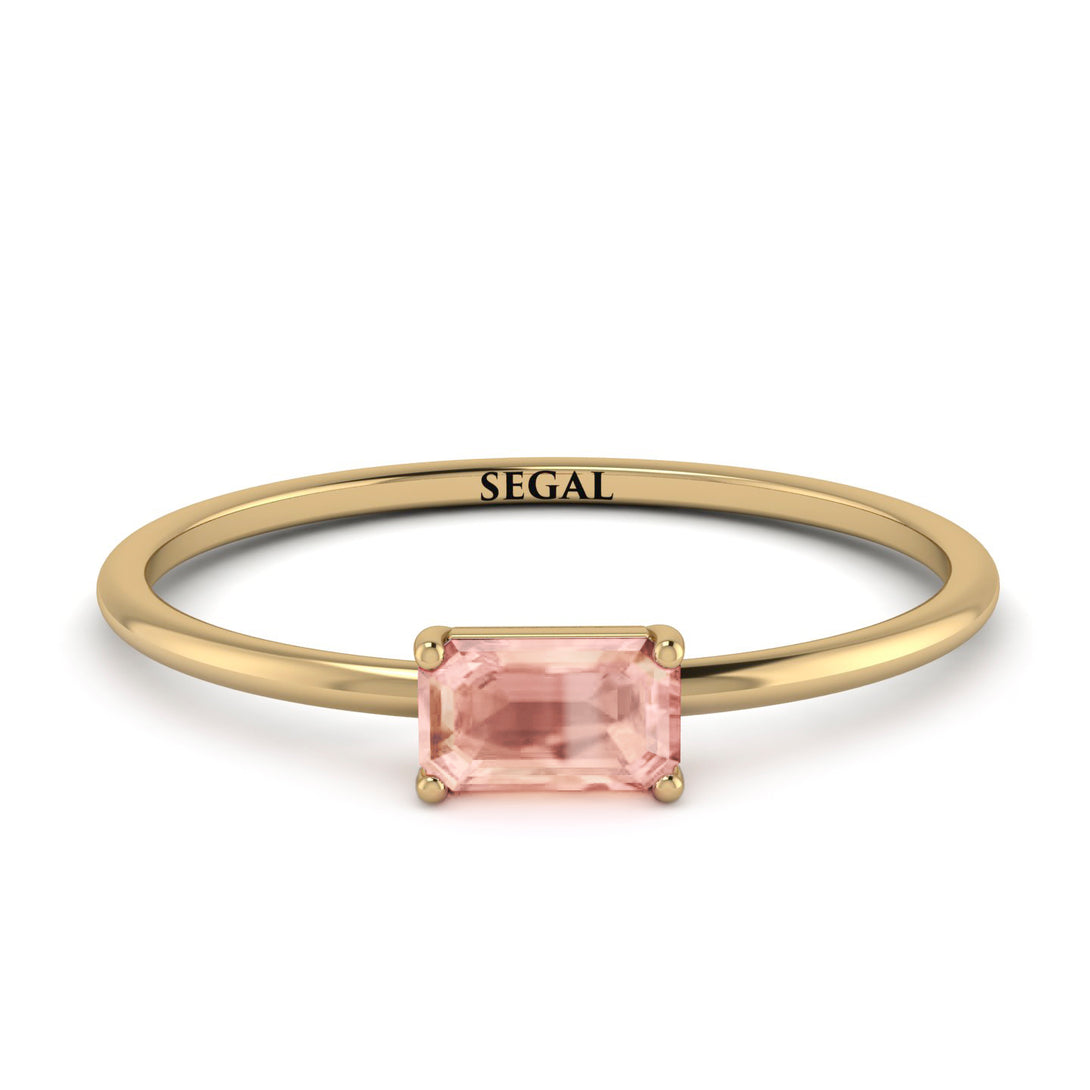 Minimalist Emerald Cut Morganite Ring - Isla No. 901