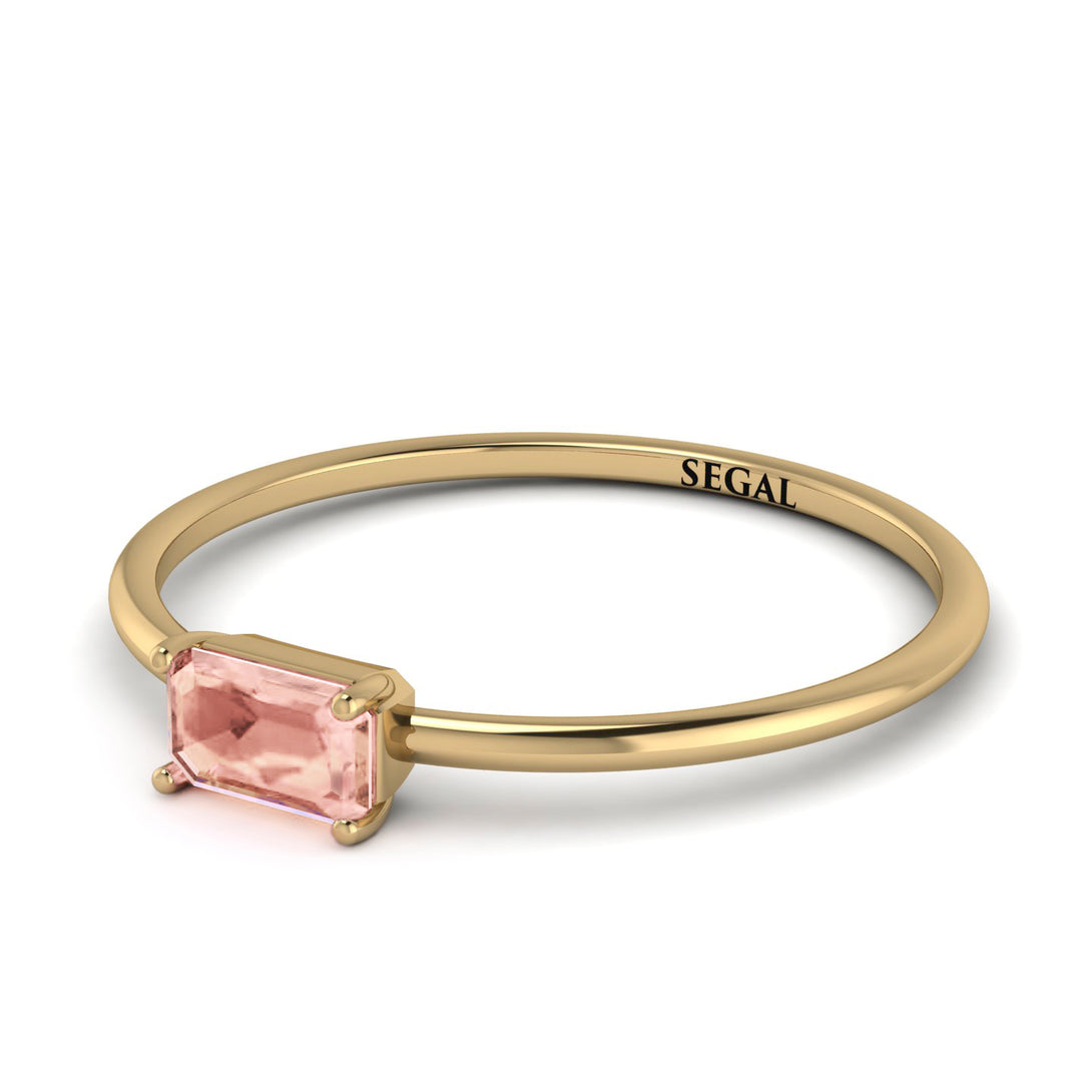 Minimalist Emerald Cut Morganite Ring - Isla No. 901