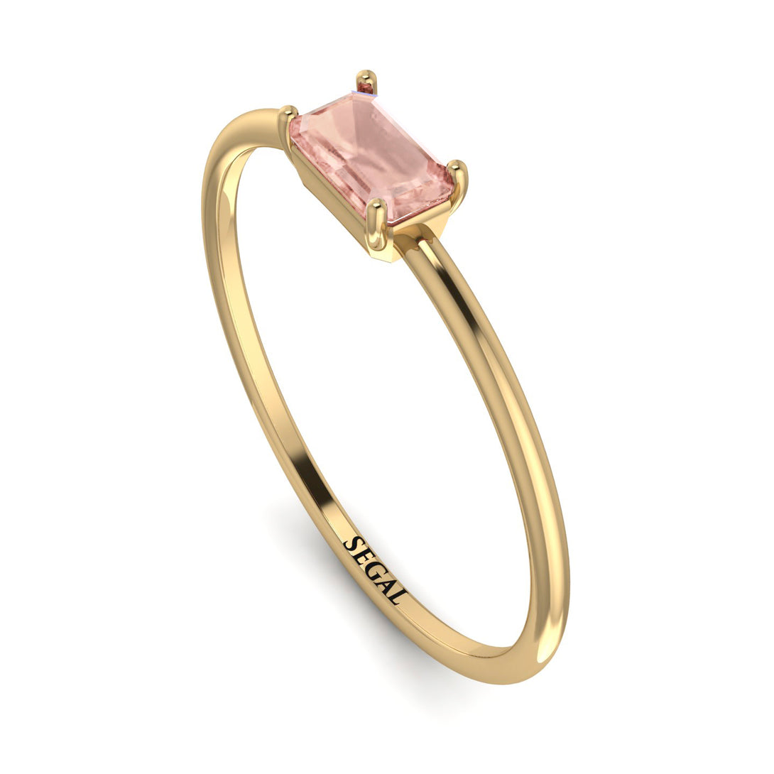 Minimalist Emerald Cut Morganite Ring - Isla No. 901