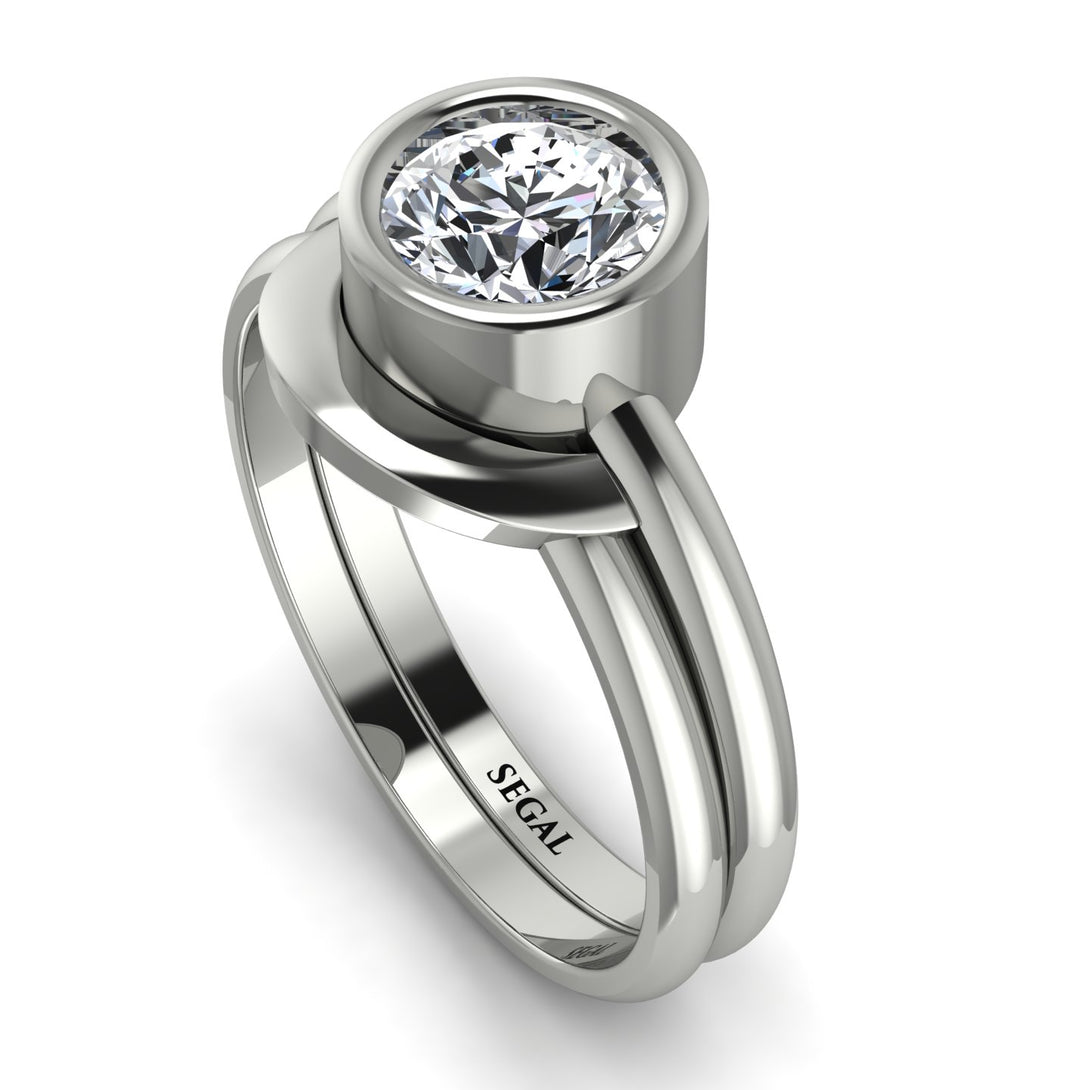 Solitaire Bezel Minimalist Diamond Bridal Set - Emerson No. 3