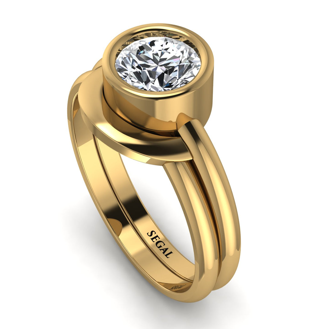 Solitaire Bezel Minimalist Diamond Bridal Set - Emerson No. 1