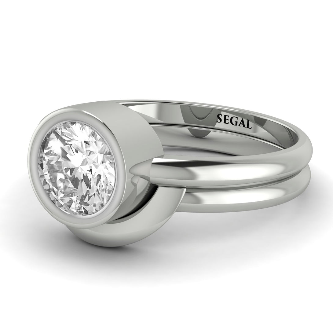 Solitaire Bezel Minimalist Diamond Bridal Set - Emerson No. 3