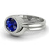Solitaire Bezel Minimalist Sapphire Bridal Set - Emerson No. 15
