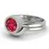 Solitaire Bezel Minimalist Ruby Bridal Set - Emerson No. 12