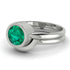 Solitaire Bezel Minimalist Emerald Bridal Set - Emerson No. 6
