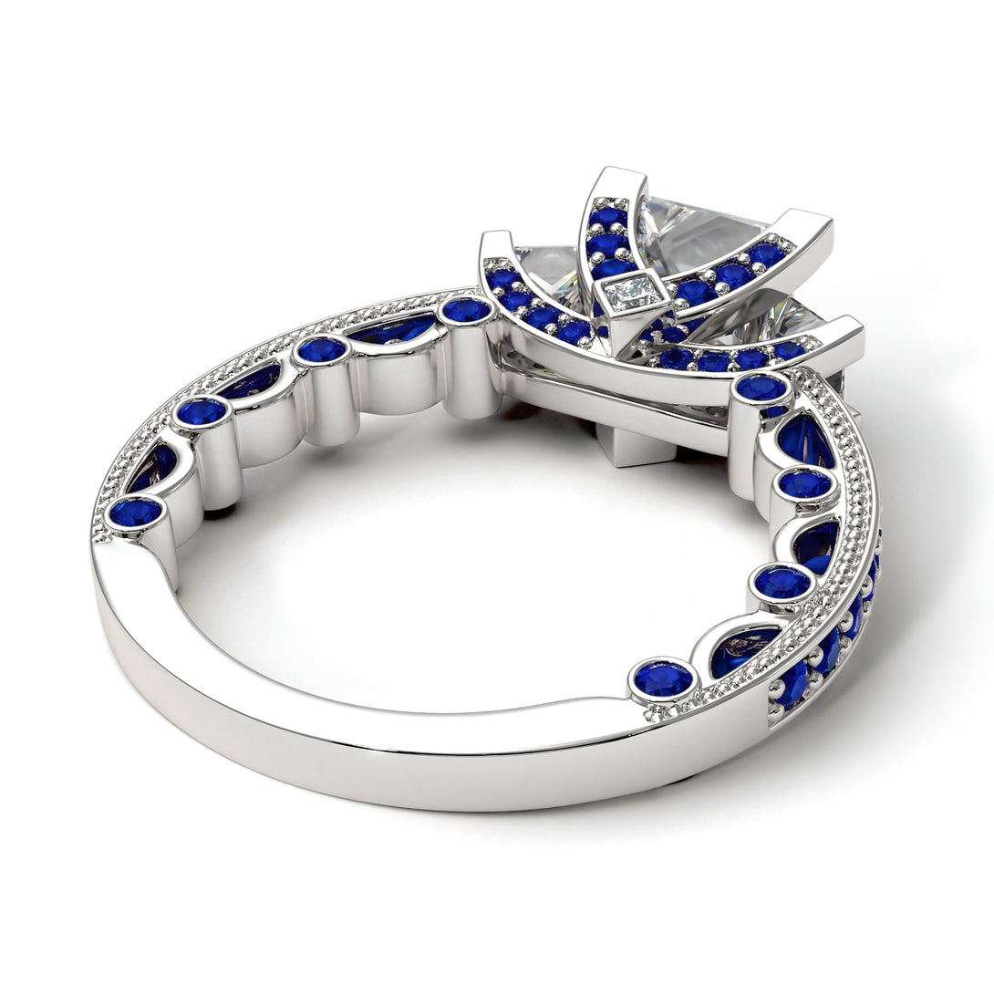 Modern Geometric Diamond Gold Engagement Ring - Beverly No. 63