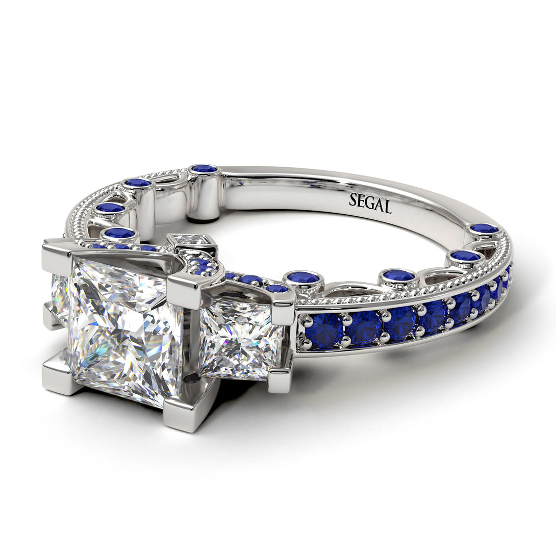 Modern Geometric Diamond Gold Engagement Ring - Beverly No. 63