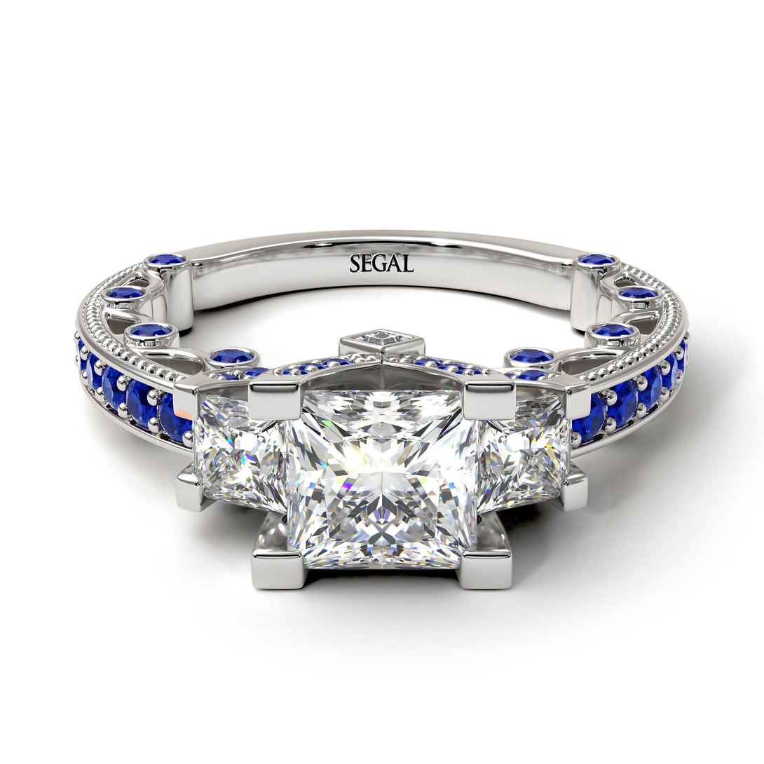 Modern Geometric Diamond Gold Engagement Ring - Beverly No. 63