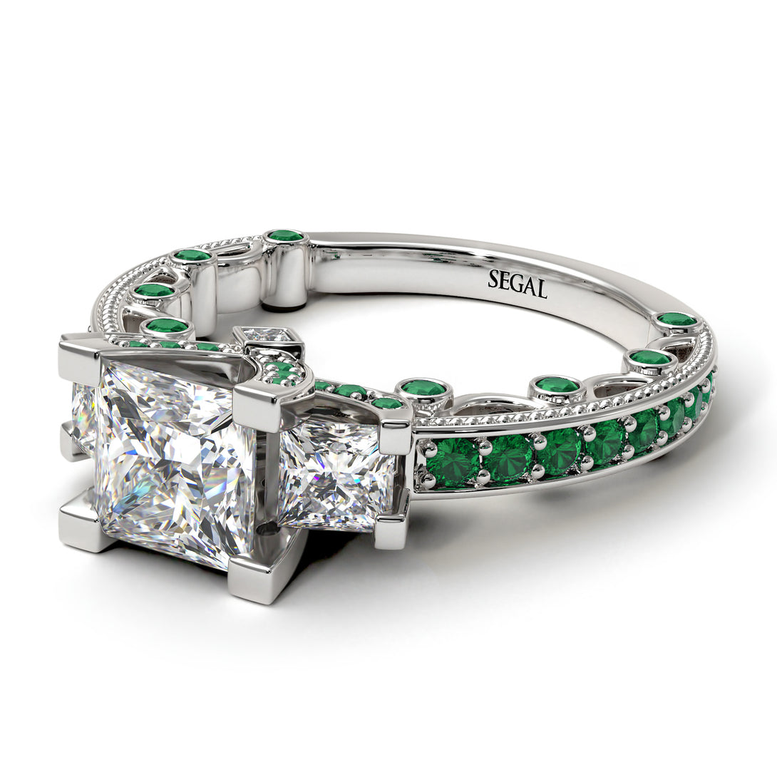 Modern Geometric Diamond Gold Engagement Ring - Beverly No. 18