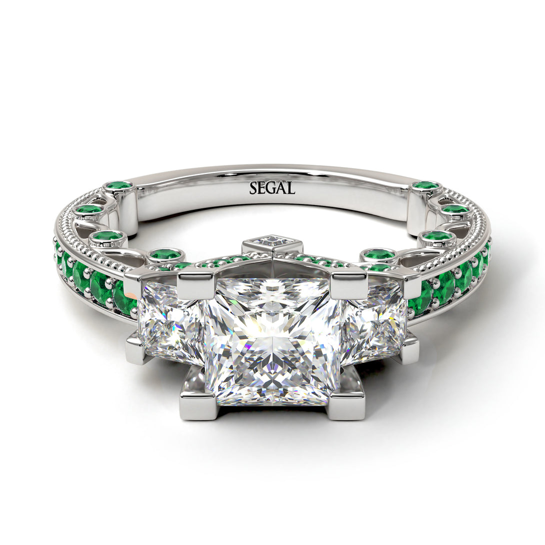 Modern Geometric Diamond Gold Engagement Ring - Beverly No. 18
