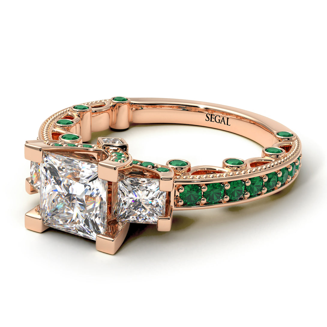 Modern Geometric Diamond Gold Engagement Ring - Beverly No. 17