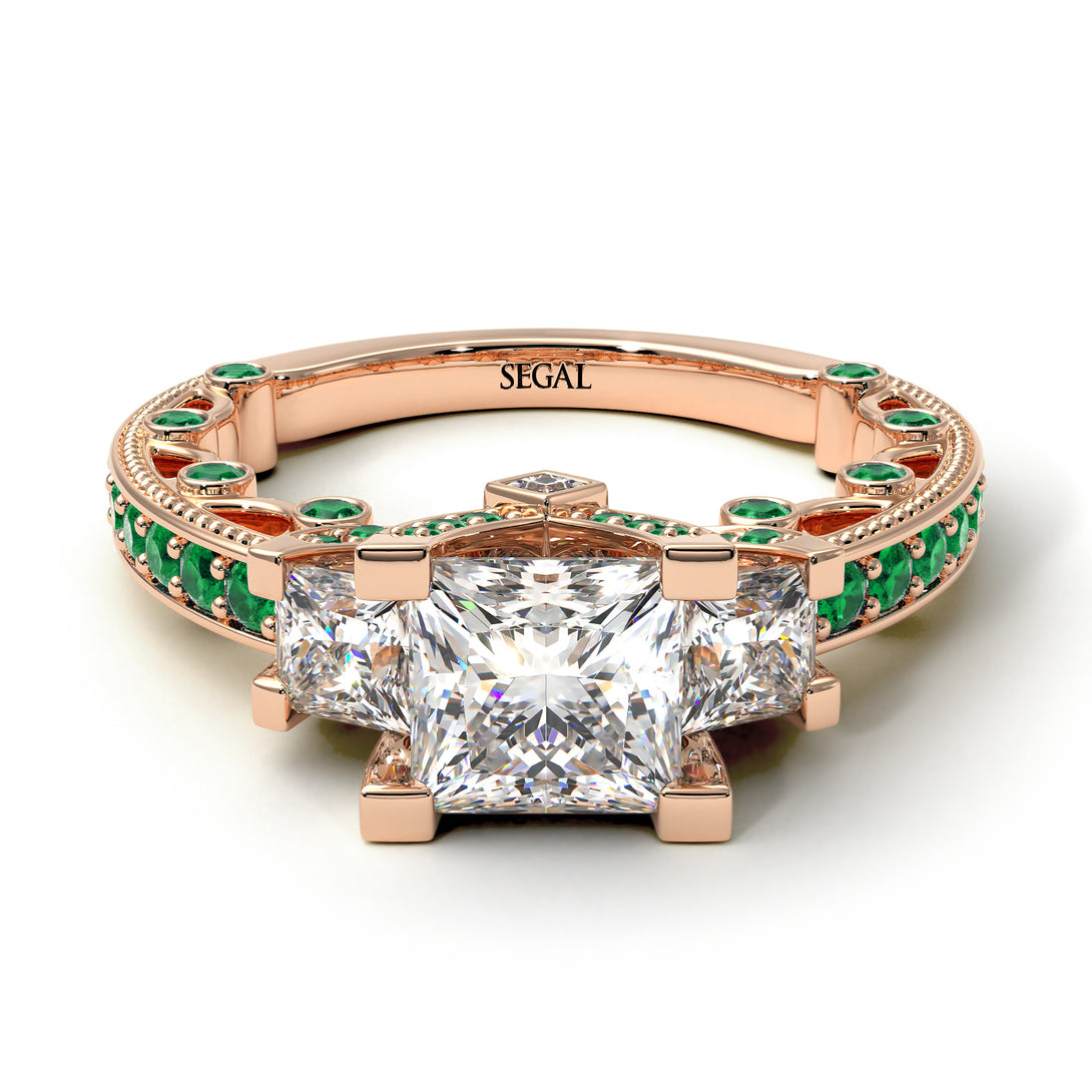 Modern Geometric Diamond Gold Engagement Ring - Beverly No. 17