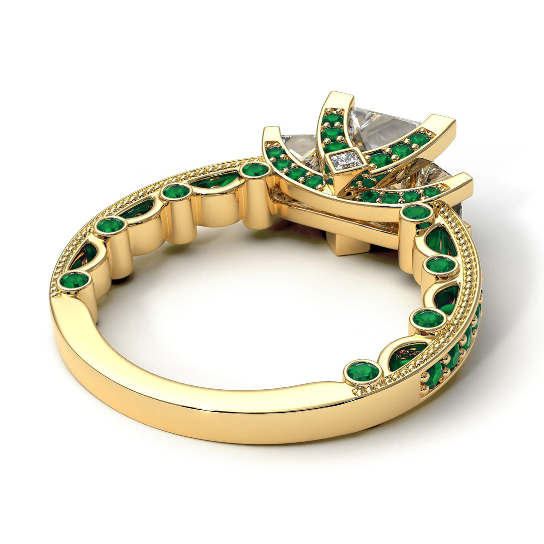 Modern Geometric Diamond Gold Engagement Ring - Beverly No. 16