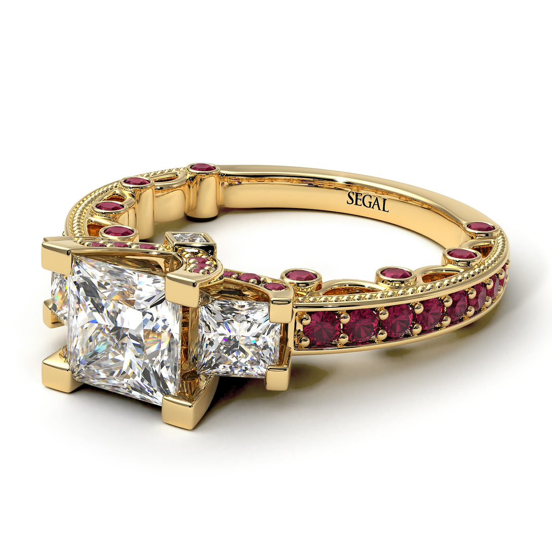 Modern Geometric Diamond Gold Engagement Ring - Beverly No. 46