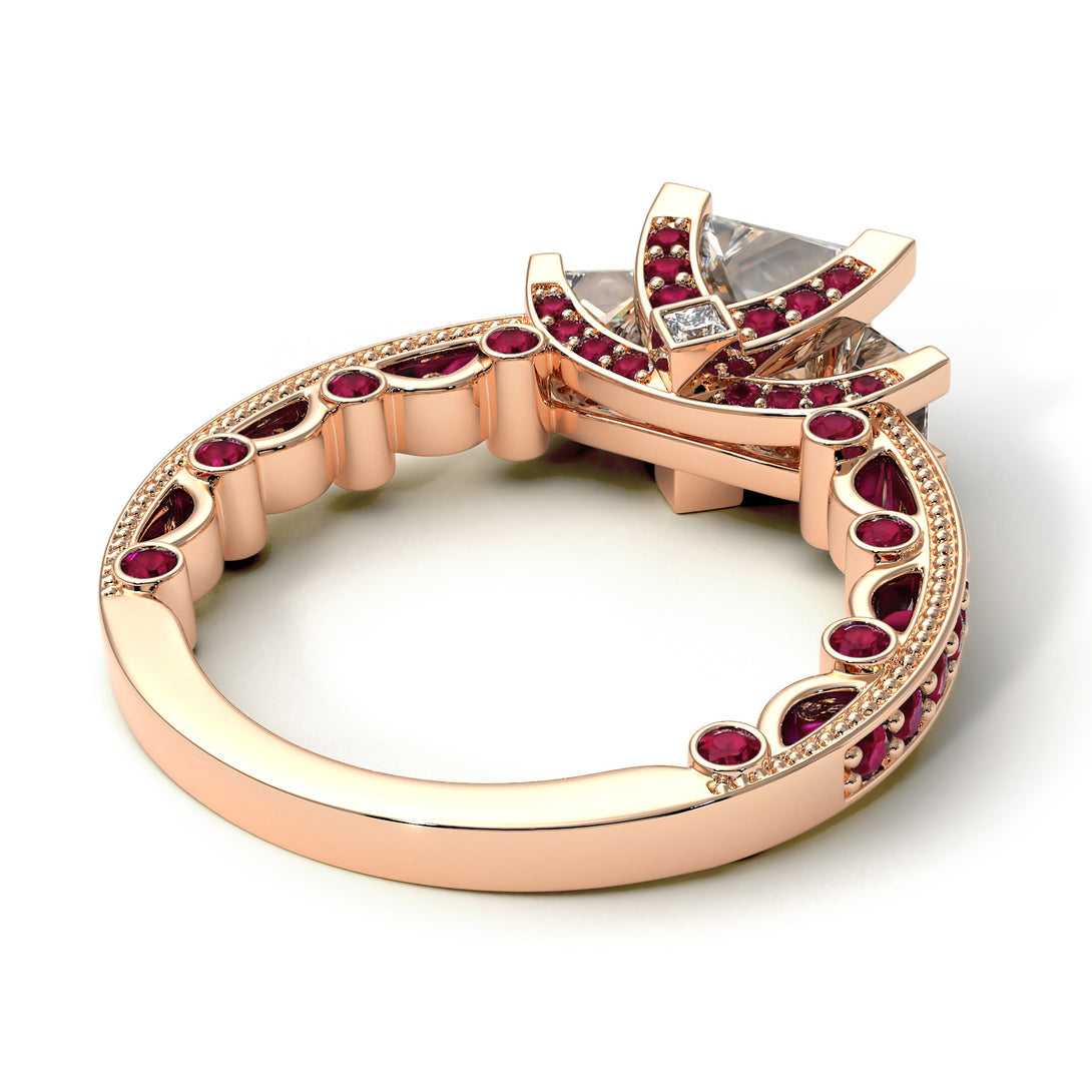 Modern Geometric Diamond Gold Engagement Ring - Beverly No. 47