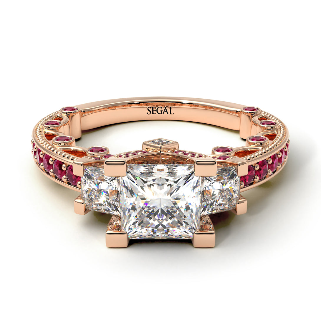 Modern Geometric Diamond Gold Engagement Ring - Beverly No. 47