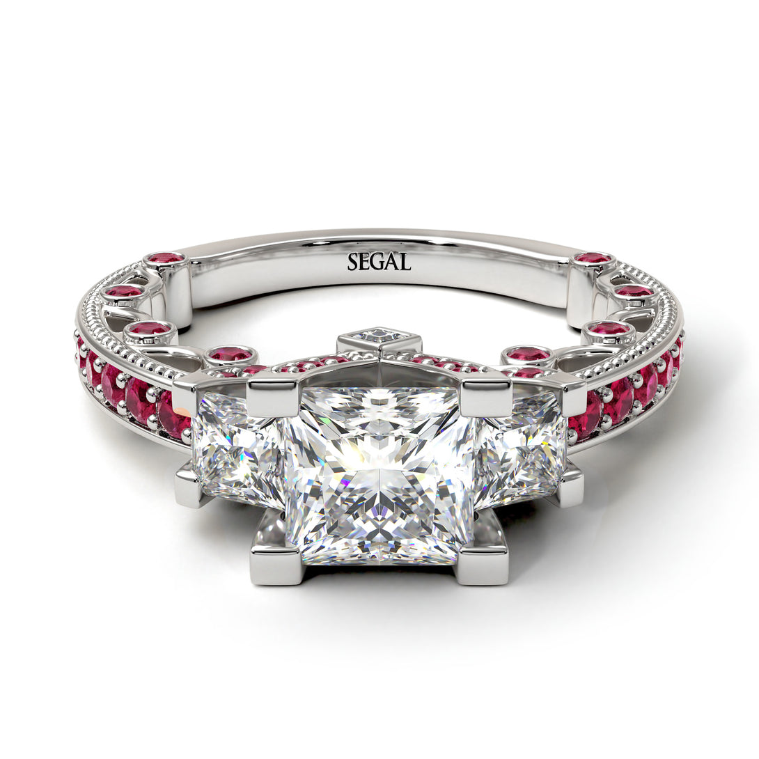 Modern Geometric Diamond Gold Engagement Ring - Beverly No. 48