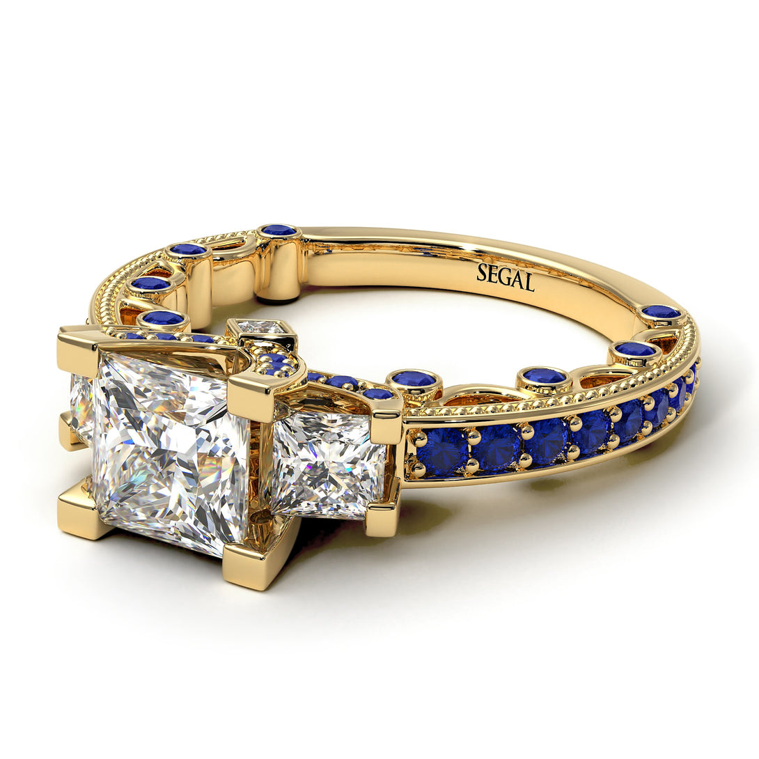 Modern Geometric Diamond Gold Engagement Ring - Beverly No. 61
