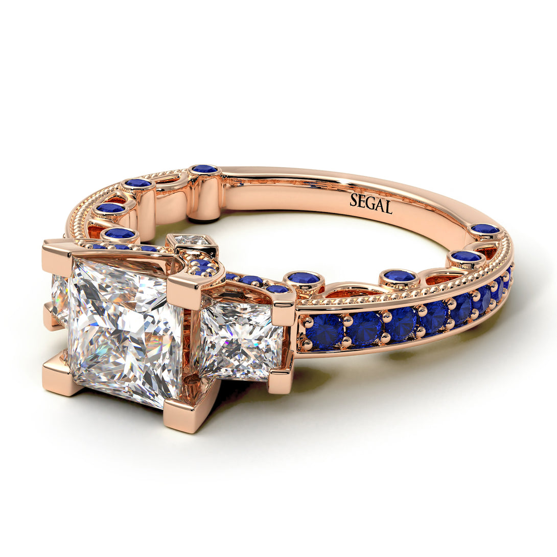 Modern Geometric Diamond Gold Engagement Ring - Beverly No. 62