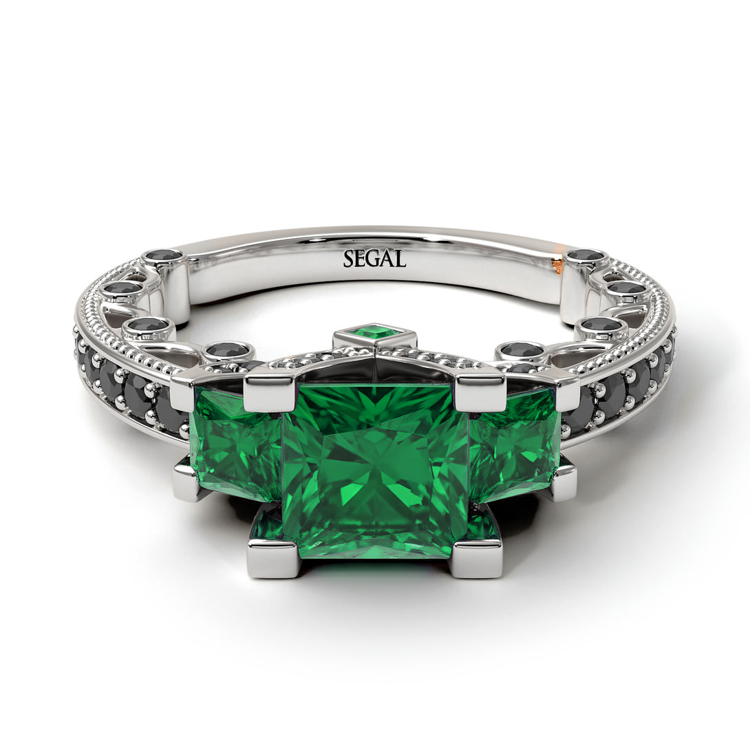 Modern Geometric Emerald Gold Engagement Ring - Beverly No. 36