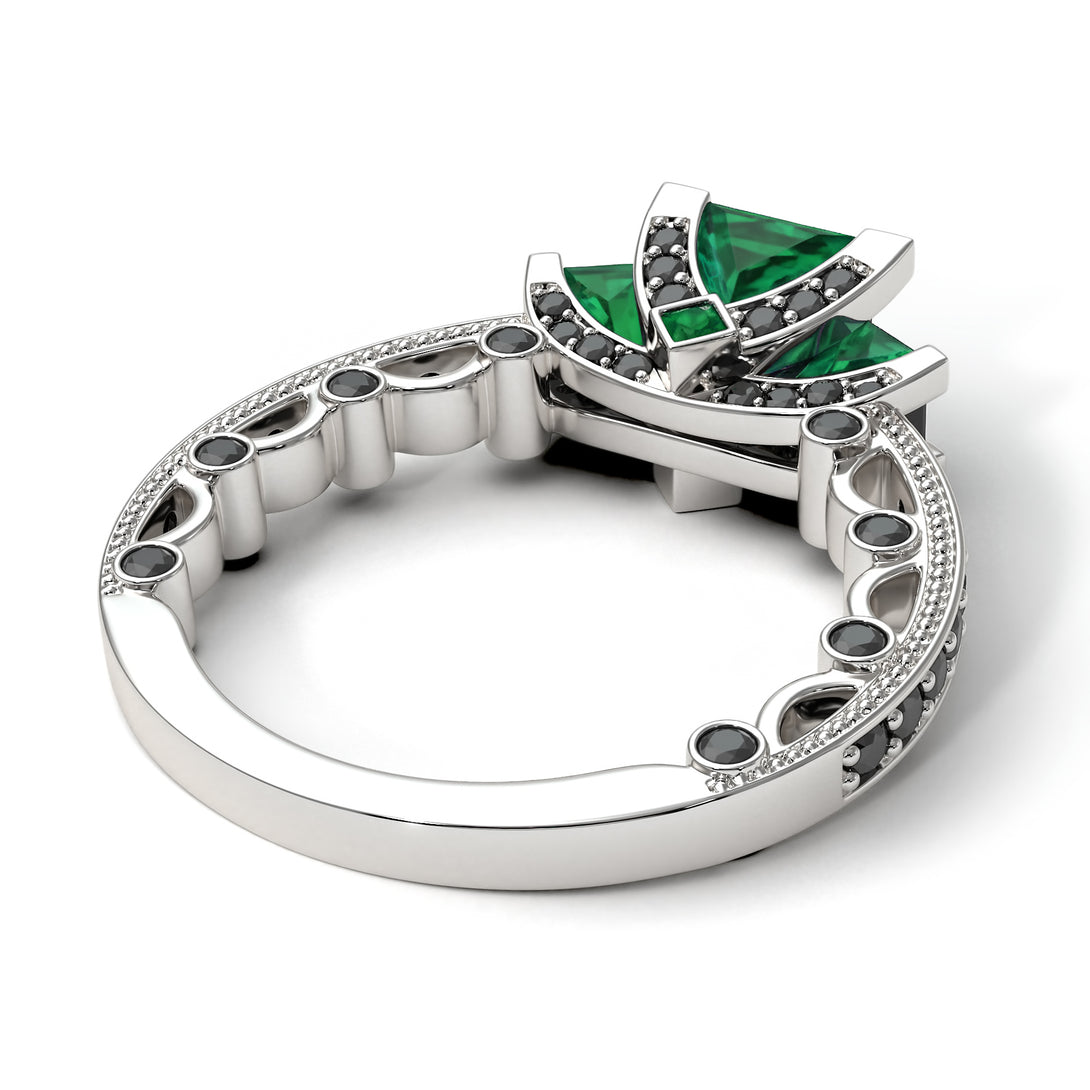 Modern Geometric Emerald Gold Engagement Ring - Beverly No. 36