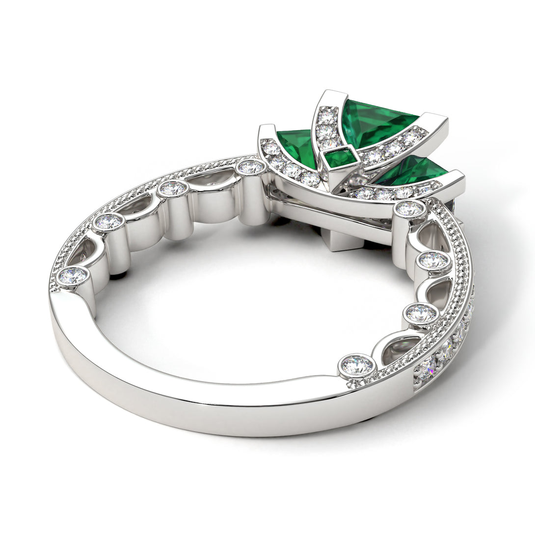 Modern Geometric Emerald Gold Engagement Ring - Beverly No. 6