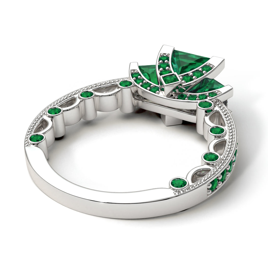 Modern Geometric Emerald Gold Engagement Ring - Beverly No. 21