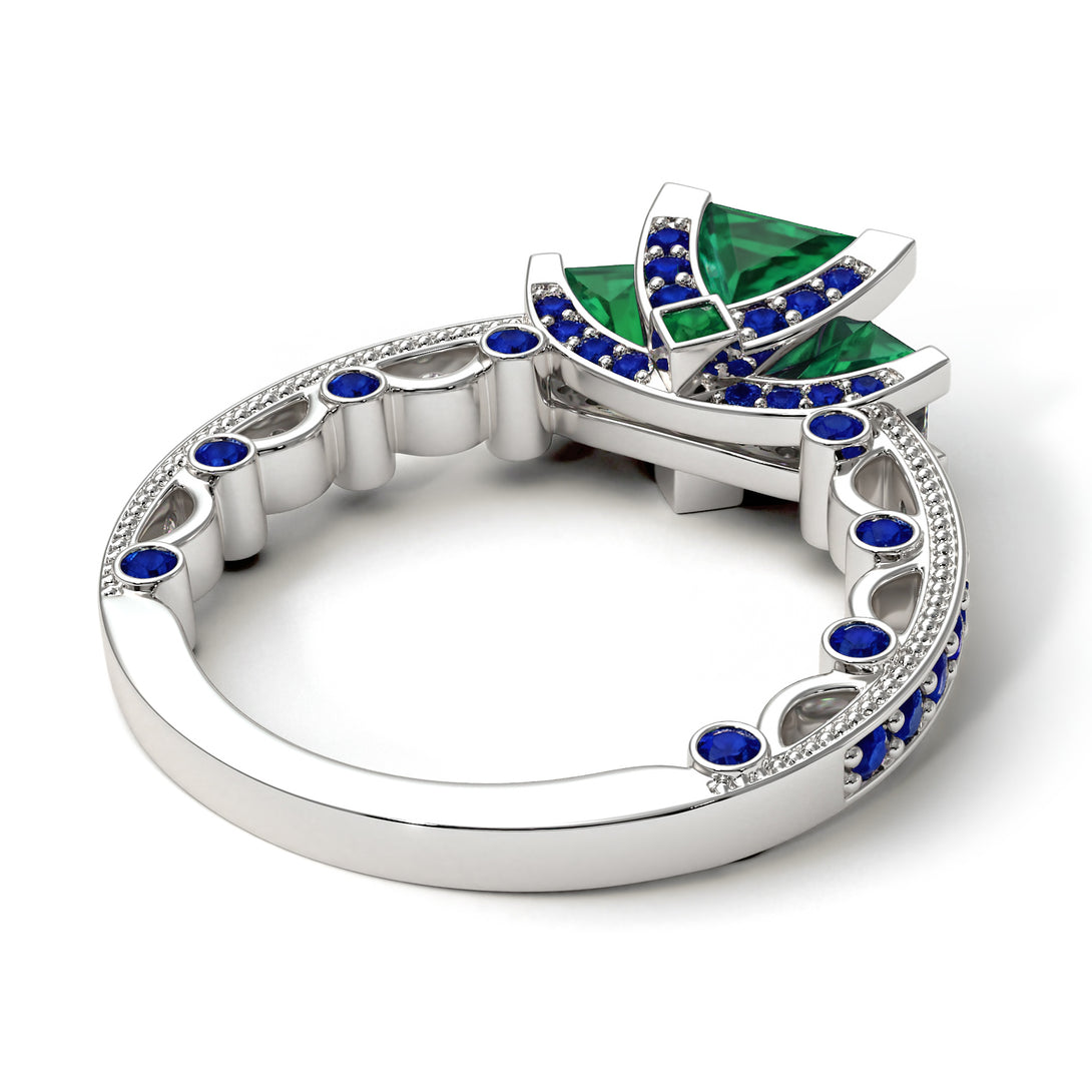 Modern Geometric Emerald Gold Engagement Ring - Beverly No. 66