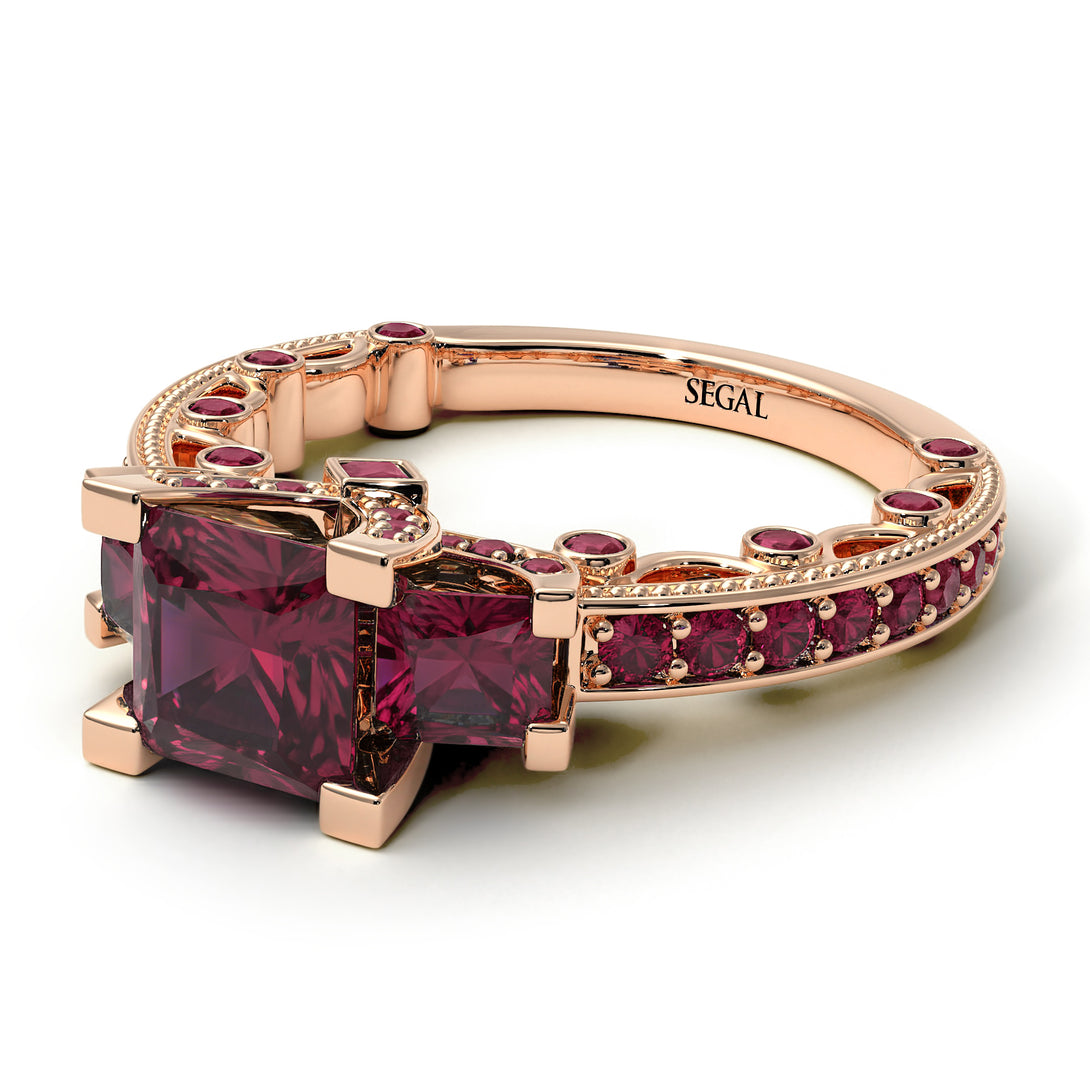 Modern Geometric Ruby Gold Engagement Ring - Beverly No. 56