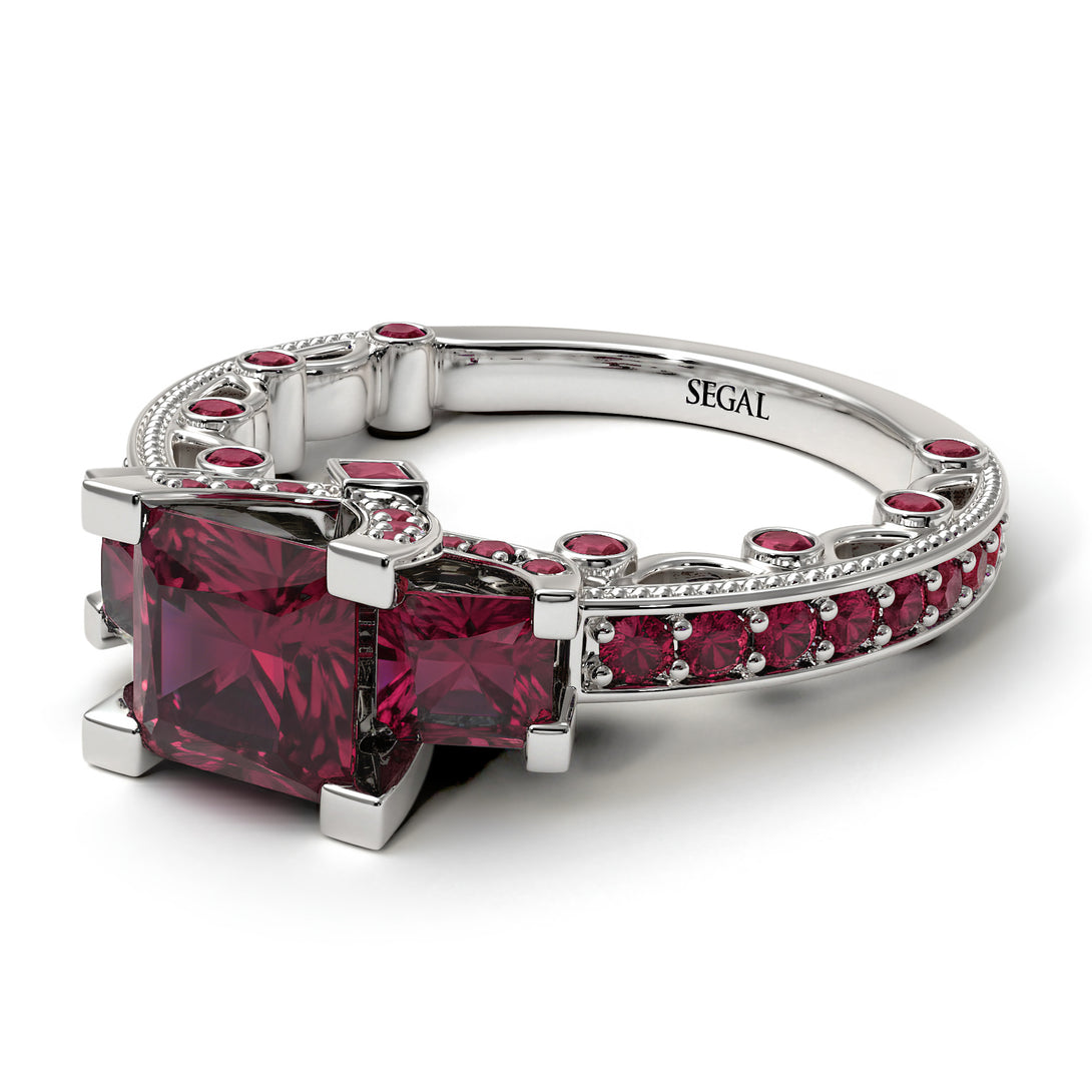 Modern Geometric Ruby Gold Engagement Ring - Beverly No. 57