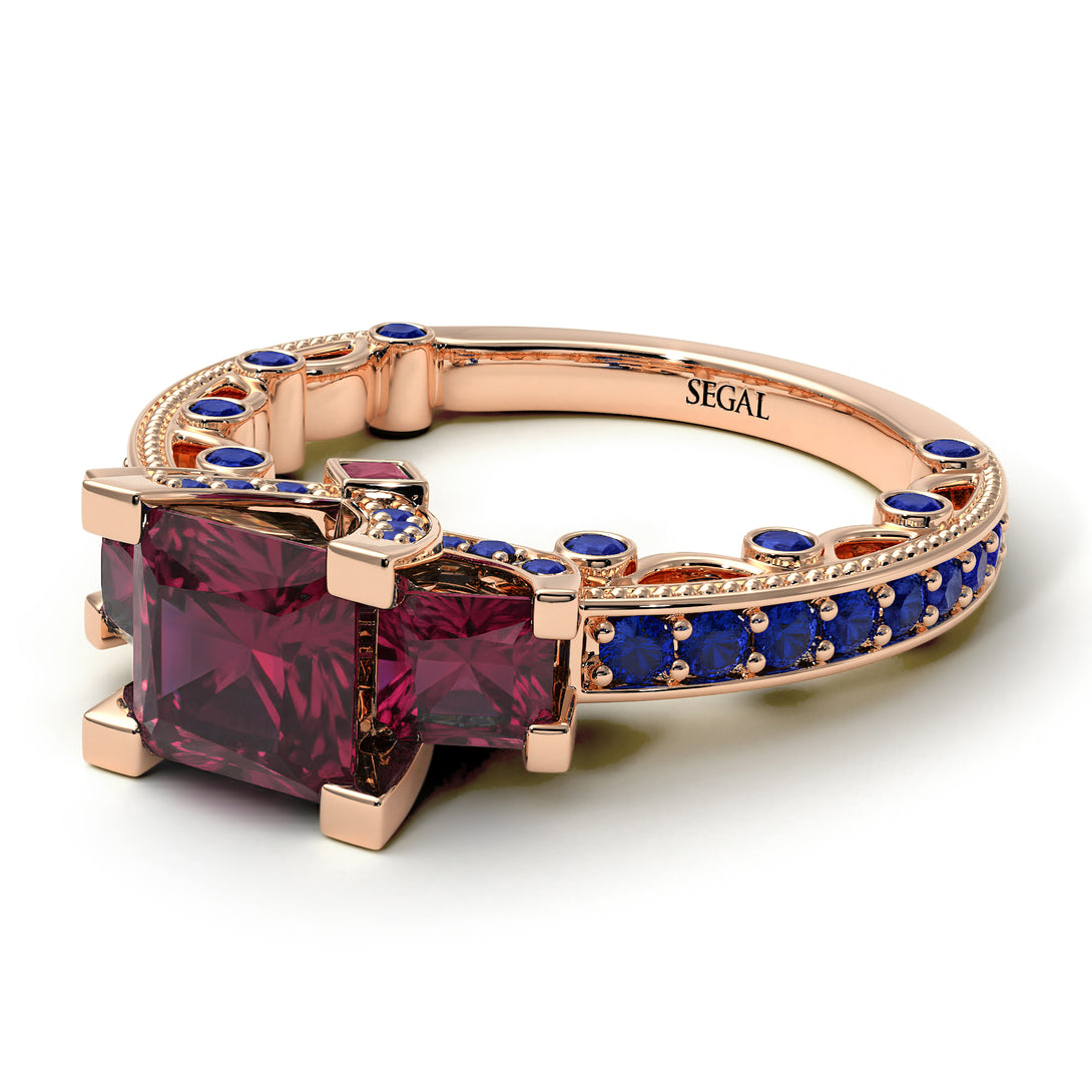 Modern Geometric Ruby Gold Engagement Ring - Beverly No. 71